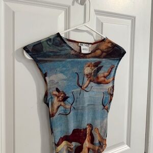 Zara Mesh Short-Sleeve Patterned Bodysuit